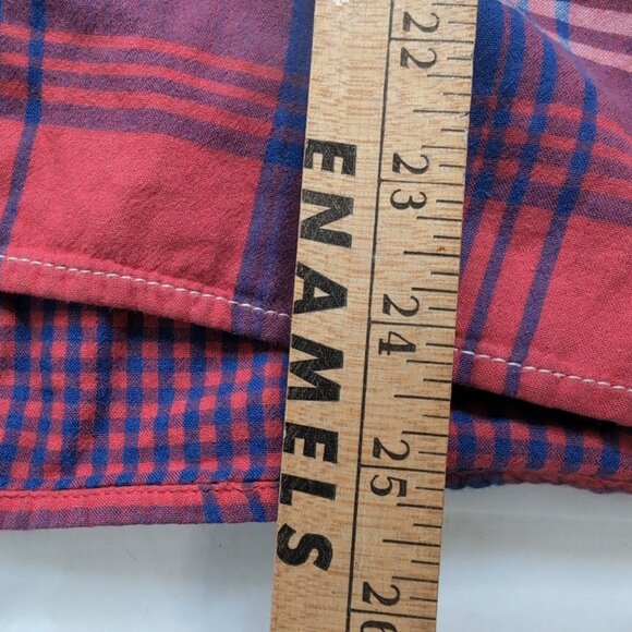 KUHL Women's Red/White/Navy Plaid Button Up Shirt w/ Spellout Logo, Medium - Picture 7 of 7